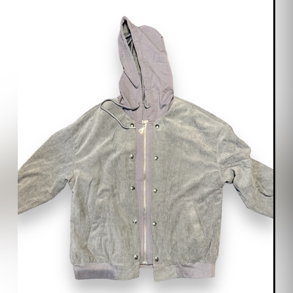 Corduroy Hooded Jackets Stylish 2023 Winter Warm Coats Plus Size Full Zip Up Hoo - Picture 2 of 2